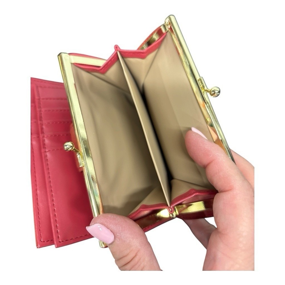 NWOT Buxton Cardex Top Grain Cowhide Leather Wallet w/Coin Purse Red Classic - Picture 6 of 11